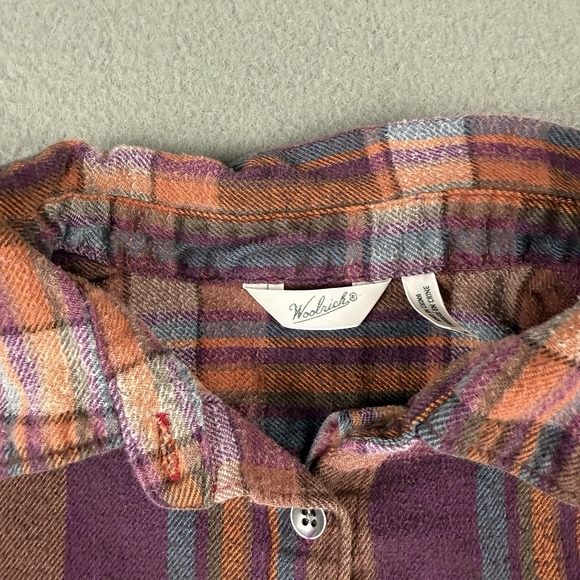 Woolrich Plaid Shirt Women's Size‎ Medium Burgundy Plaid Flannel Long Sleeve - Picture 7 of 14